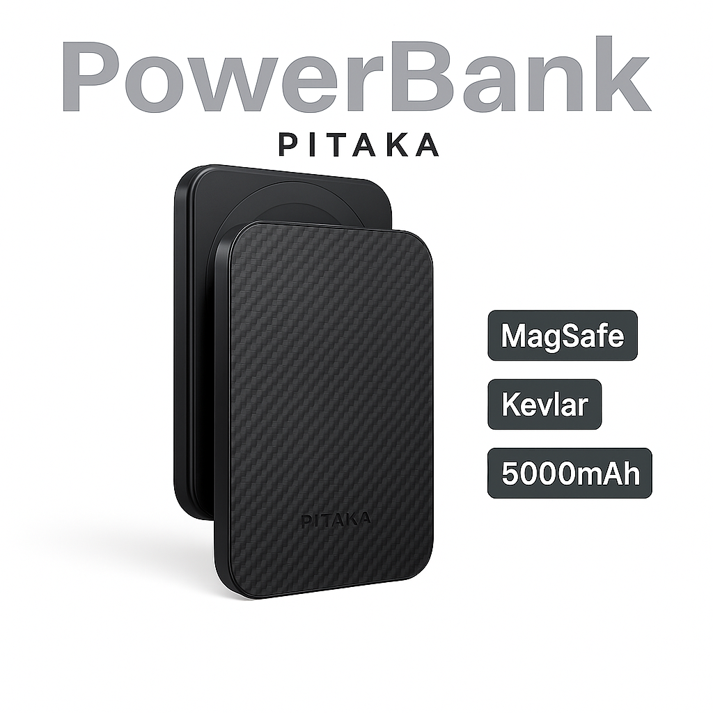 Powerbank Pitaka 5000 mah чёрный с MagSafe