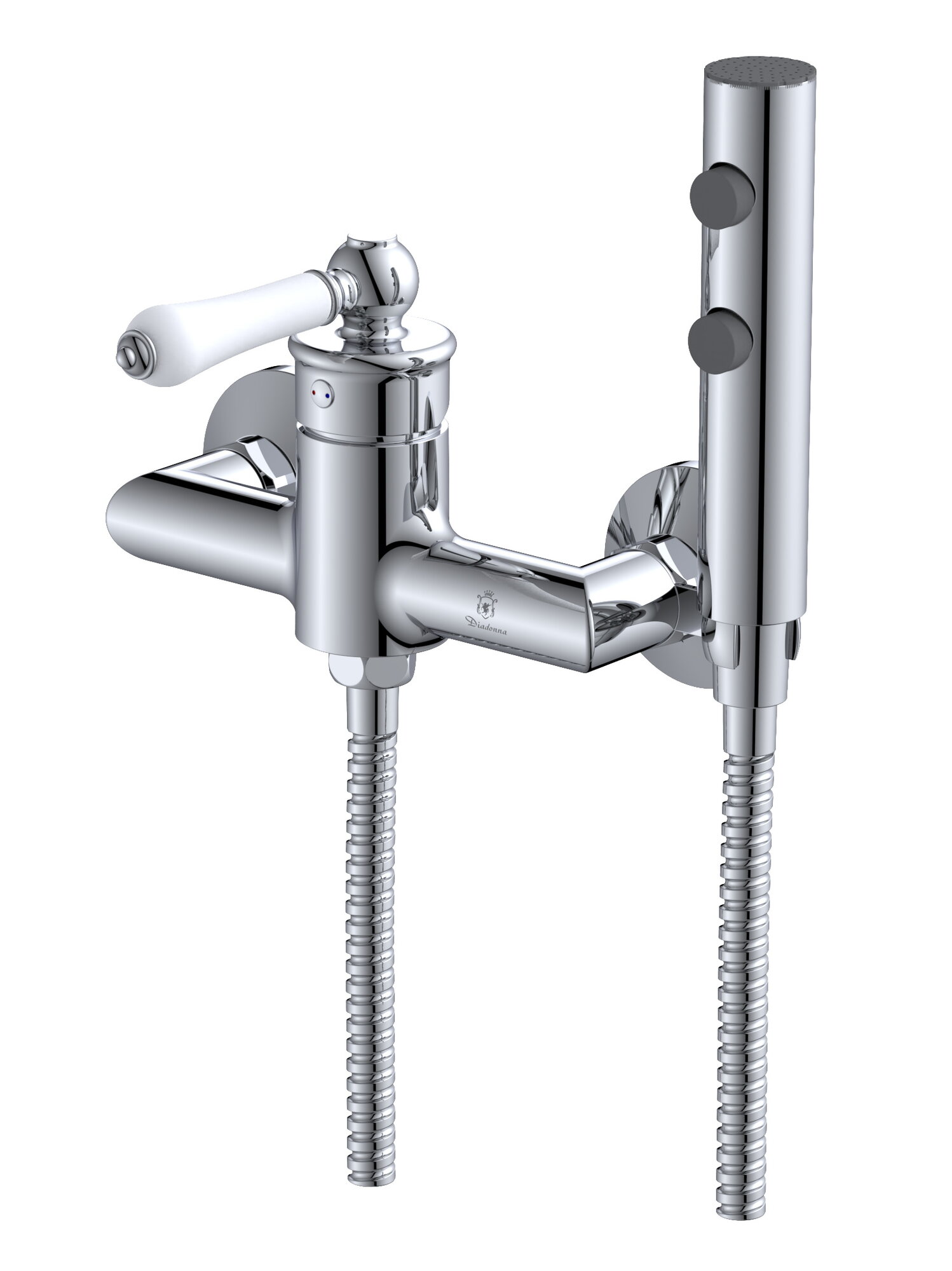 Смеситель с гигиеническим душем, латунь, цвет хром, длина шланга 1500мм — фото 1