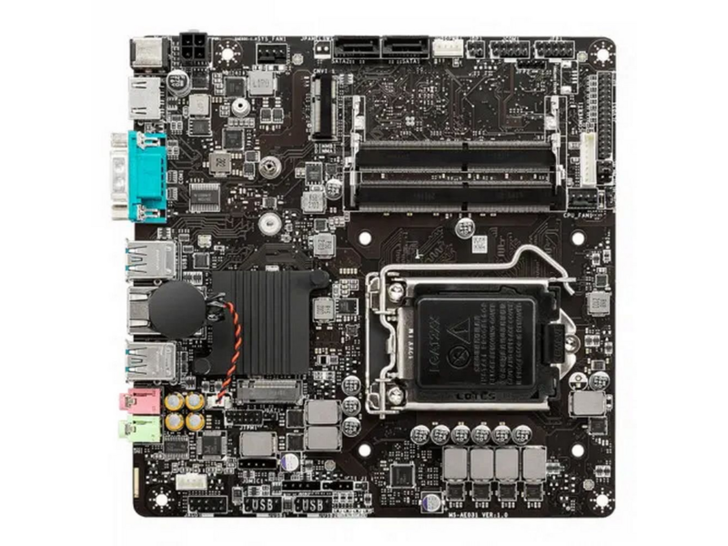 Материнская плата H510TI-S09 H510, LGA1200, 2*DDR4, 1*M.2, 4*USB3.2Gen1, 3*USB2.0, 2*SATA3.0, 1G, VGA, HDMI, Mini-ITX, BULK