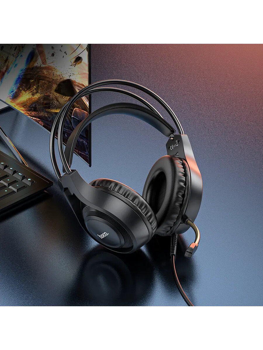 Игровая гарнитура HOCO "W106", с микрофоном, проводная, полноразмерная — фото 1