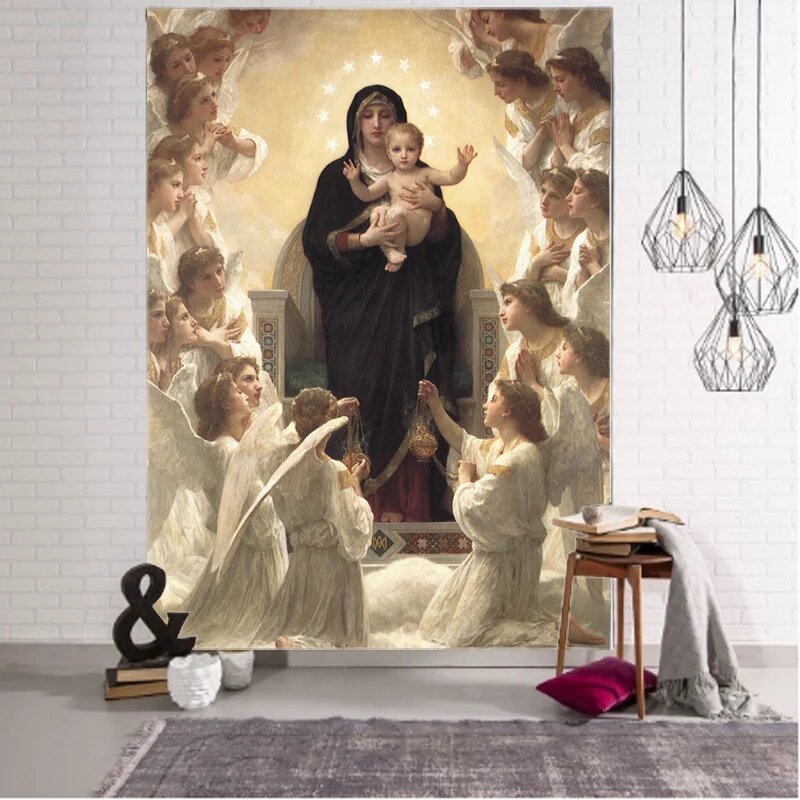 Гобелен ZHENZHENRISHANG с изображением Иисуса, 200x150cm, Черный