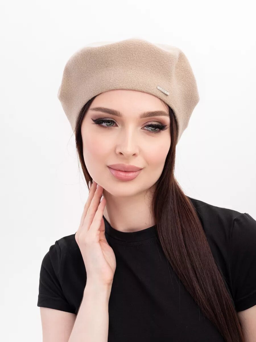 Берет  для женщин, размер 56-58, бежевый