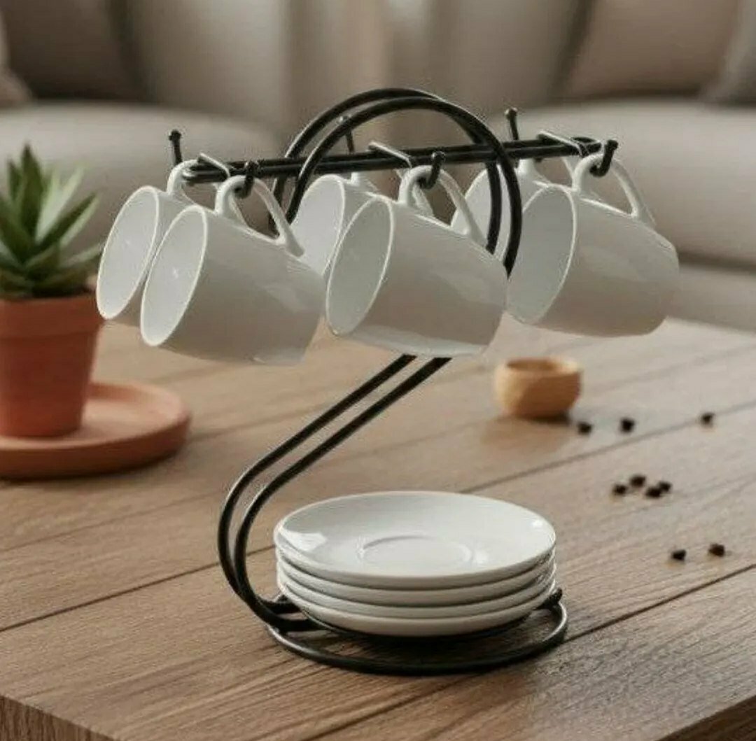 Подставка вешалка для кружек и стаканов из прочного метала. Держатель для кружек.