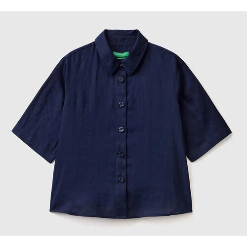 Рубашка UNITED COLORS OF BENETTON, размер XL, синий рубашка united colors of benetton размер xs бежевый