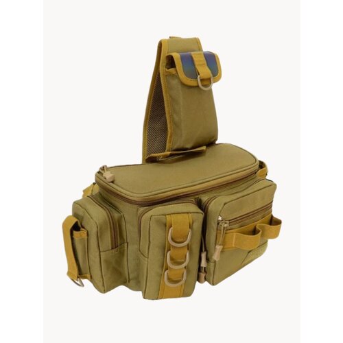 Cумка для активной рыбалки, хранения приманок, катушек, снастей, из водооталкивающего материала цвет хаки/песочный