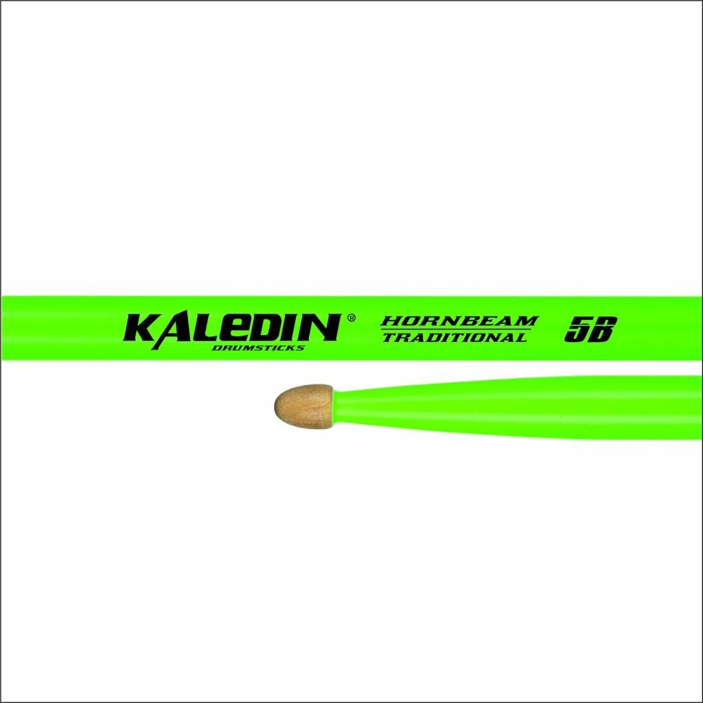 5B Барабанные палочки, граб, флуоресцентные ярко-зеленые, Kaledin Drumsticks 7KLHBGN5B