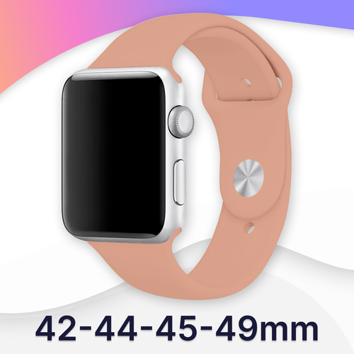 Силиконовый ремешок для Apple Watch 42-44-45-49 mm, Series 1-9, SE, Ultra / Сменный браслет (Sport Band) для часов Эпл Вотч 42-49 мм (Vintage Rose)