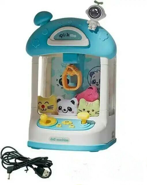 Детский игровой автомат хватайка с игрушками краб игрушка / Мини-захват для кукол с подсветкой, звуковая "синий для мальчиков"