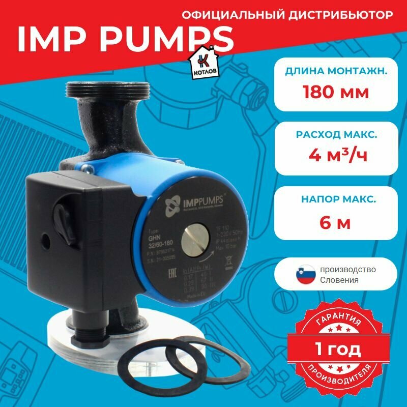 Насос циркуляционный IMP PUMPS GHN 32/60-180 (1х220В; 90Вт)