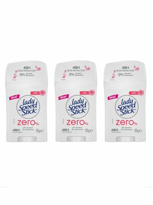 Комплект 3 шт. Дезодорант-стик Lady Speed Stick Rose Petals Zero, 3 шт. по 45 мл.