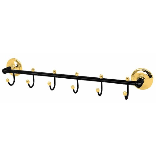 Крючки для ванной комнаты и кухни Altos (5 крючков) латунь, чёрный/золотой