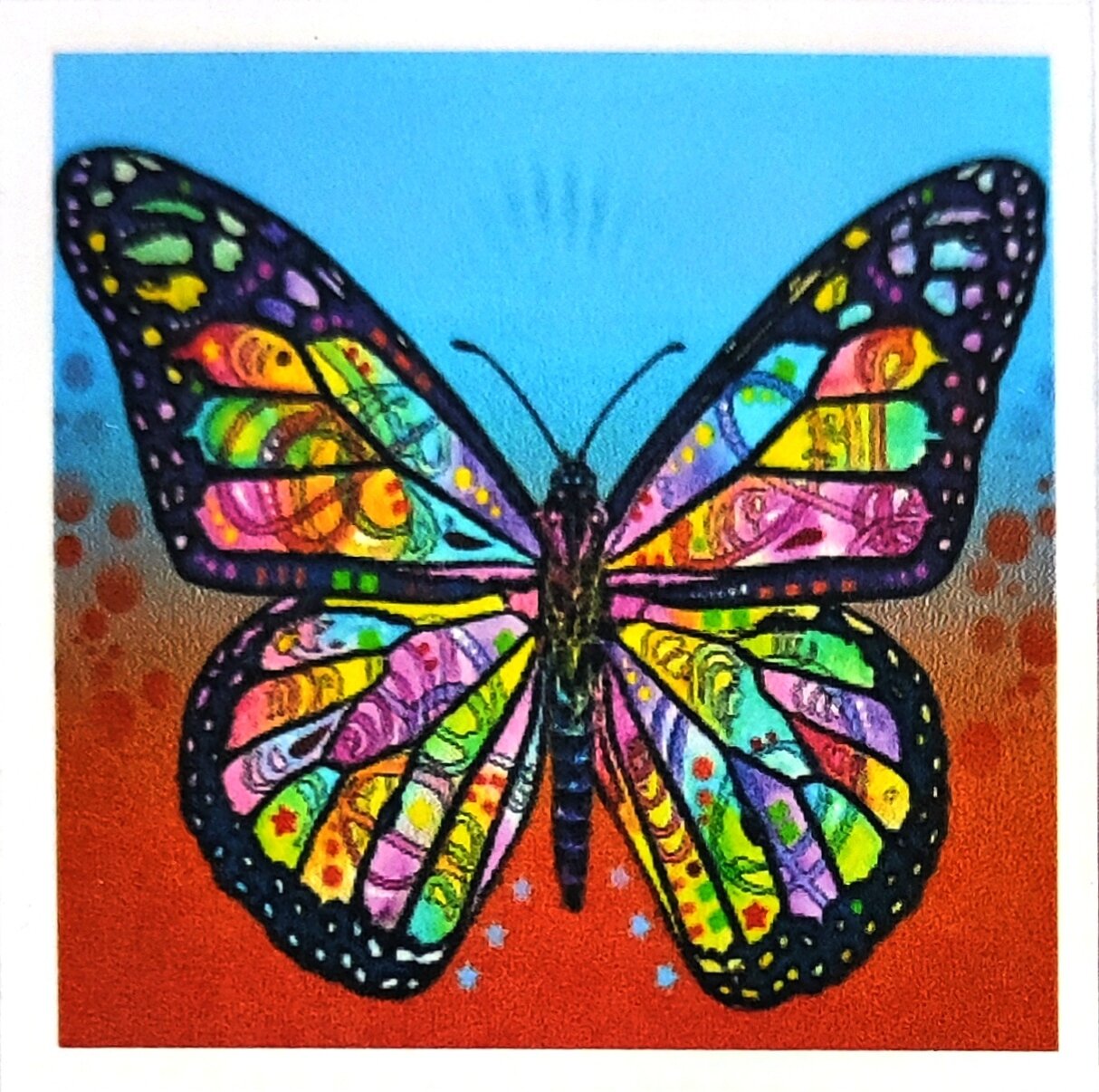 Алмазная мозаика 20*20см бабочка. Поп-арт детская без подрамника, частичная выкладка
