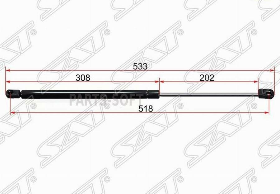 SAT ST-817712E000 Амортизатор крышки багажника HYUNDAI TUCSON 04-10