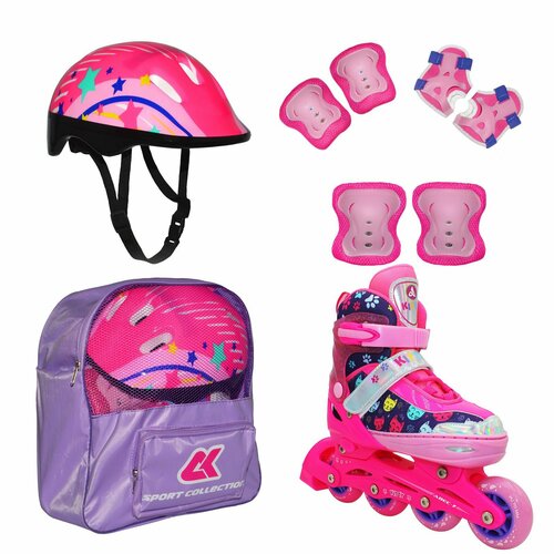 Роликовые коньки, шлем, защита Set Kitty Pink XS