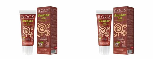 ROCS Junior зубная паста для детей 6-12 лет шоколад и карамель 74г 2 штуки в упаковке