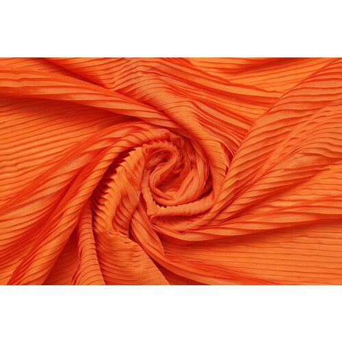 Ткань Шифон-плиссе оранжевый, складка 4 мм, ш140см, 0,5 м