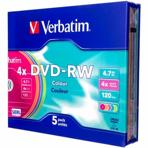 Диск Verbatim DVD-RW 4.7GB 4x SL/5 Color