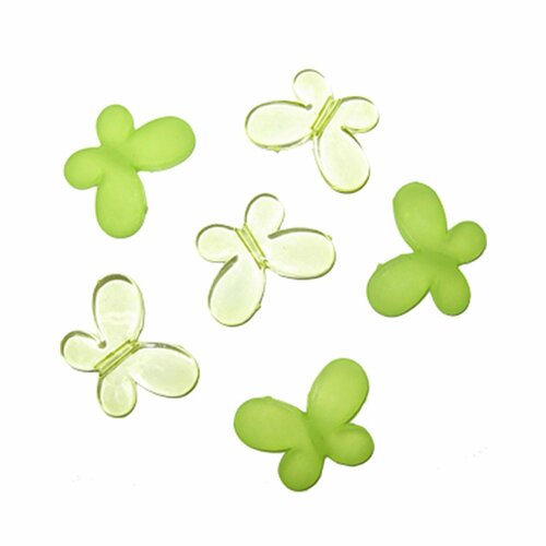 Декоративные бусины Мотылек салатовые ассорти 3см х 2,2см 10 шт