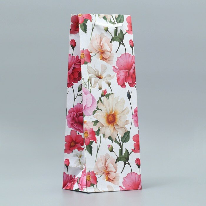 Пакет под бутылку «Цветы» 36 х 13 х 10 см