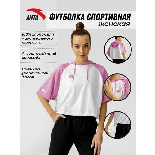 фото Футболка anta, размер s, розовый, белый