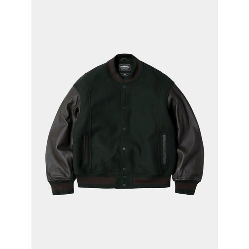 Бомбер FrizmWORKS Cowhide Leather Varsity, размер M, зеленый лонгслив frizmworks размер m зеленый