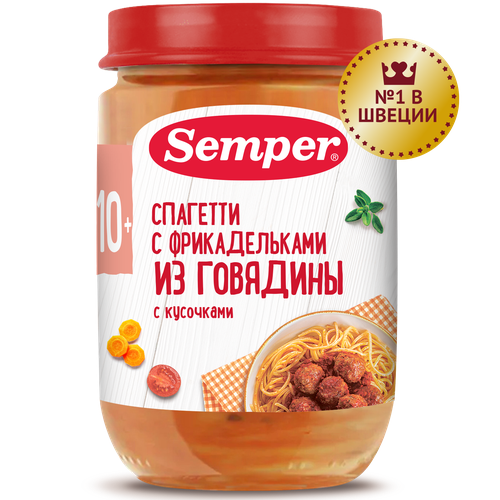 Semper - пюре спагетти с фрикадельками из говядины, 10 мес, 190 гр