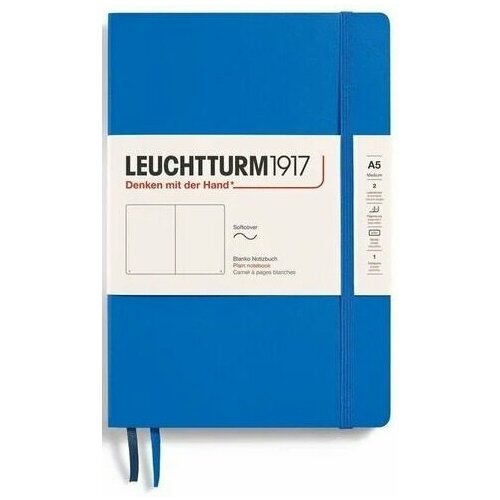 Leuchtturm 369801 Блокнот leuchtturm classic, a5, 80 г/м2, 123 стр. без линовки, мягкая обложка, небесный