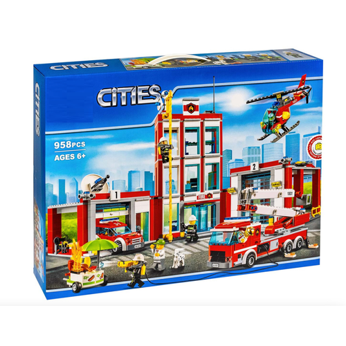 Конструктор Cities Пожарная часть 958 деталей / Совместим с Лего