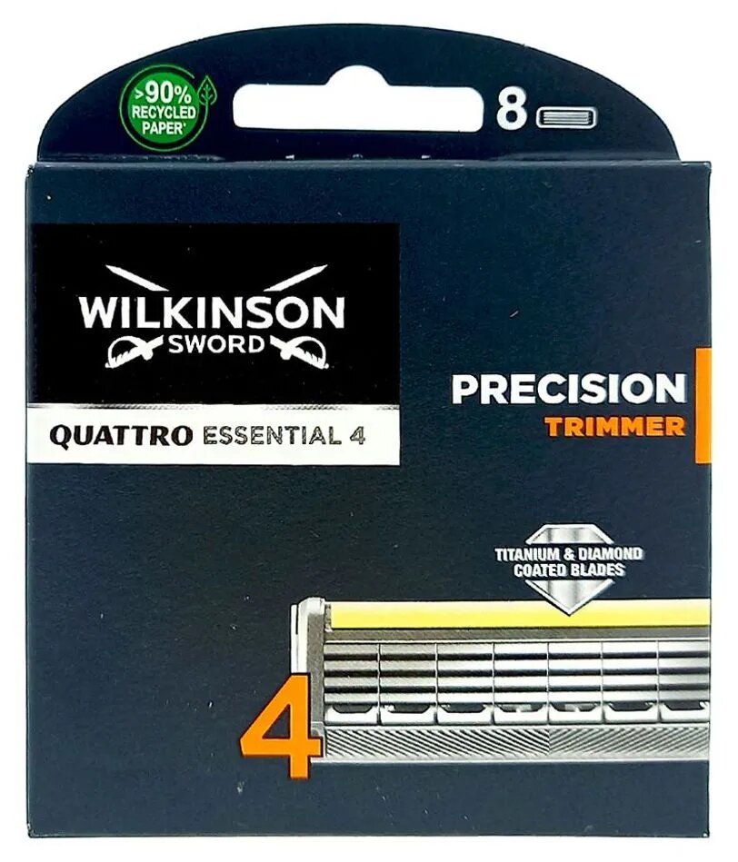 Wilkinson Sword Сменные кассеты для бритвы мужской Quattro Titanium Precision, 8 шт