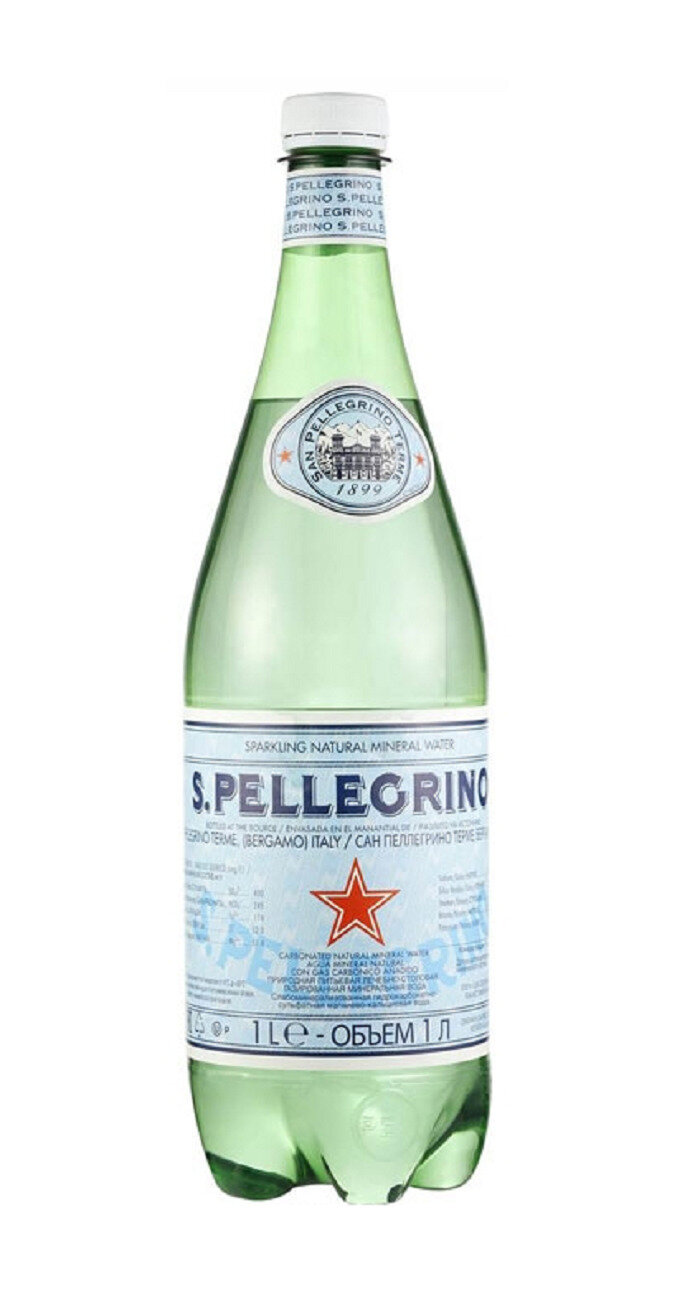 Вода минеральная San Pellegrino (Сан Пеллегрино) 12 шт. по 1.0 л, газированная, пэт