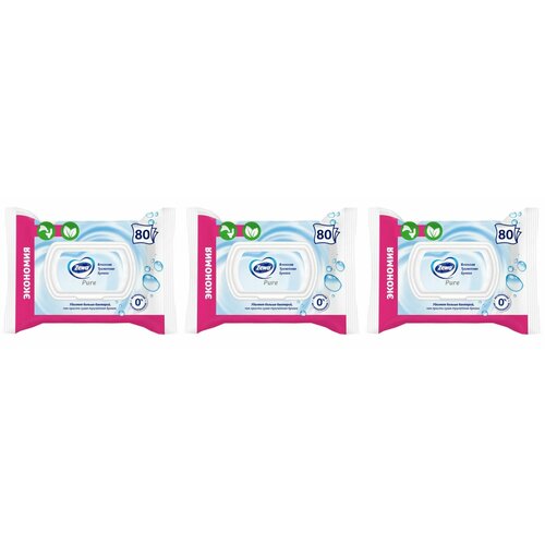 Влажная туалетная бумага Zewa Pure, 80 шт, 3 упаковки