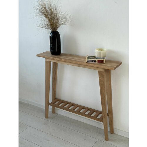 Консоль из бука с реечной полочкой (глубина 20 см)