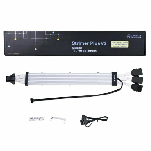 Кабель для видеокарты LIAN LI STRIMER PLUS V2 12VHPWR PW168-8PV2 от 3x8-PIN до 124-PIN 8 световодов 108 светодиодов 8990₽