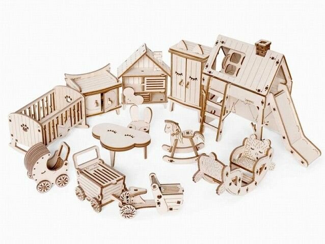 Конструктор Набор мебели Детская д/кукольного дома Венеция и Лофт (155эл) 0168 (