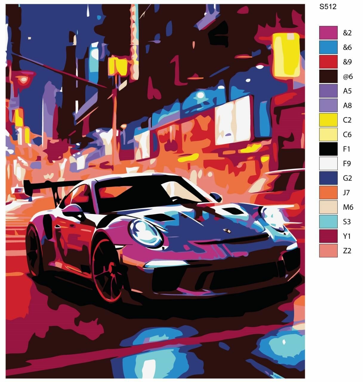 Картина по номерам S512 "Спортивные машины. Porsche (Порше)" 40x50 см