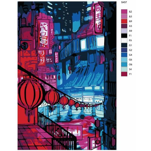 Картина по номерам S457 Ночная улочка Токио 80x120 см