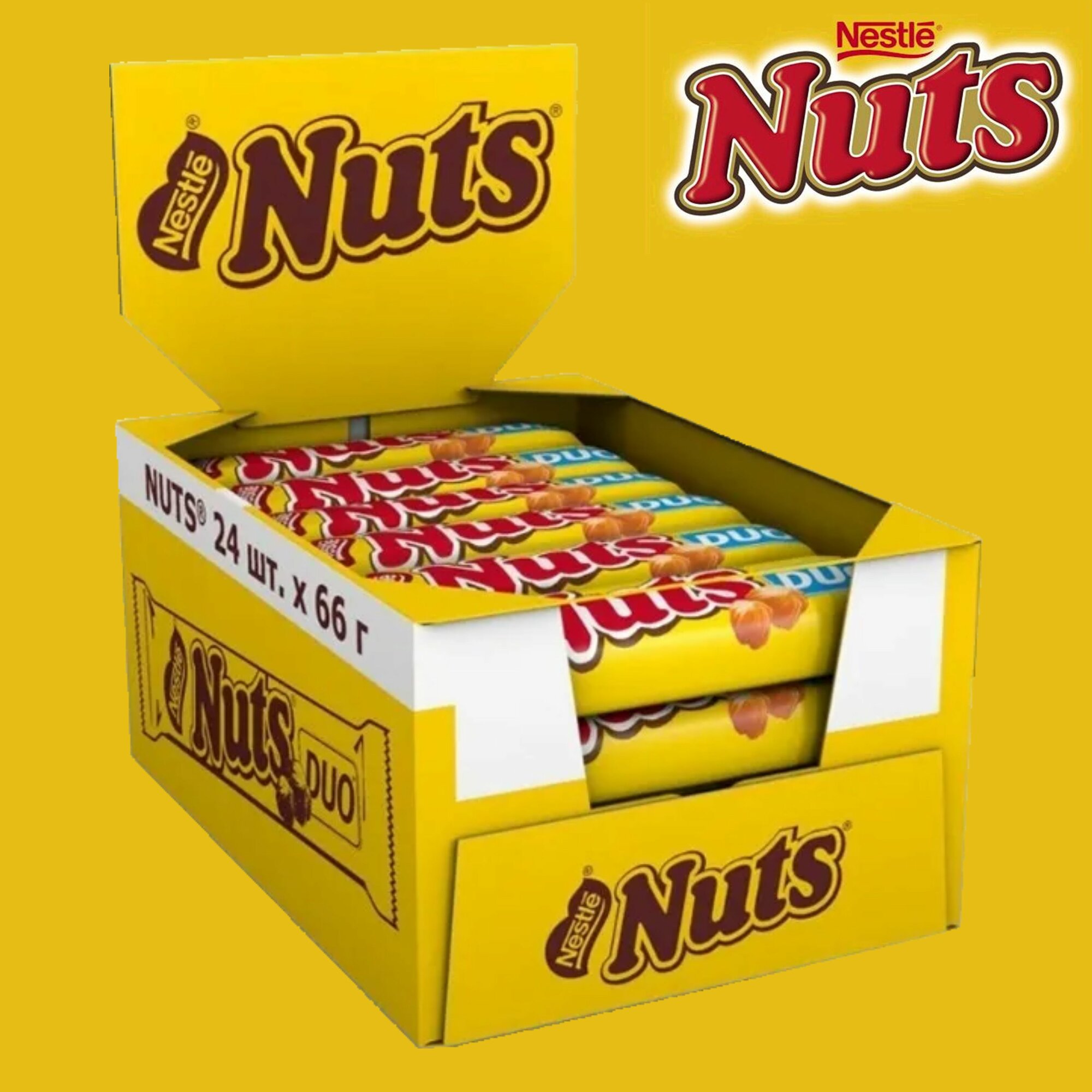 Шоколадный батончик Nuts (Натс) Мегабайт, 24 шт по 66 гр.