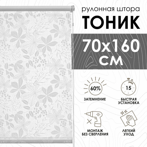 фото Рулонная штора эскар тоник, полиэстер, цвет белый, размер 70х160 см