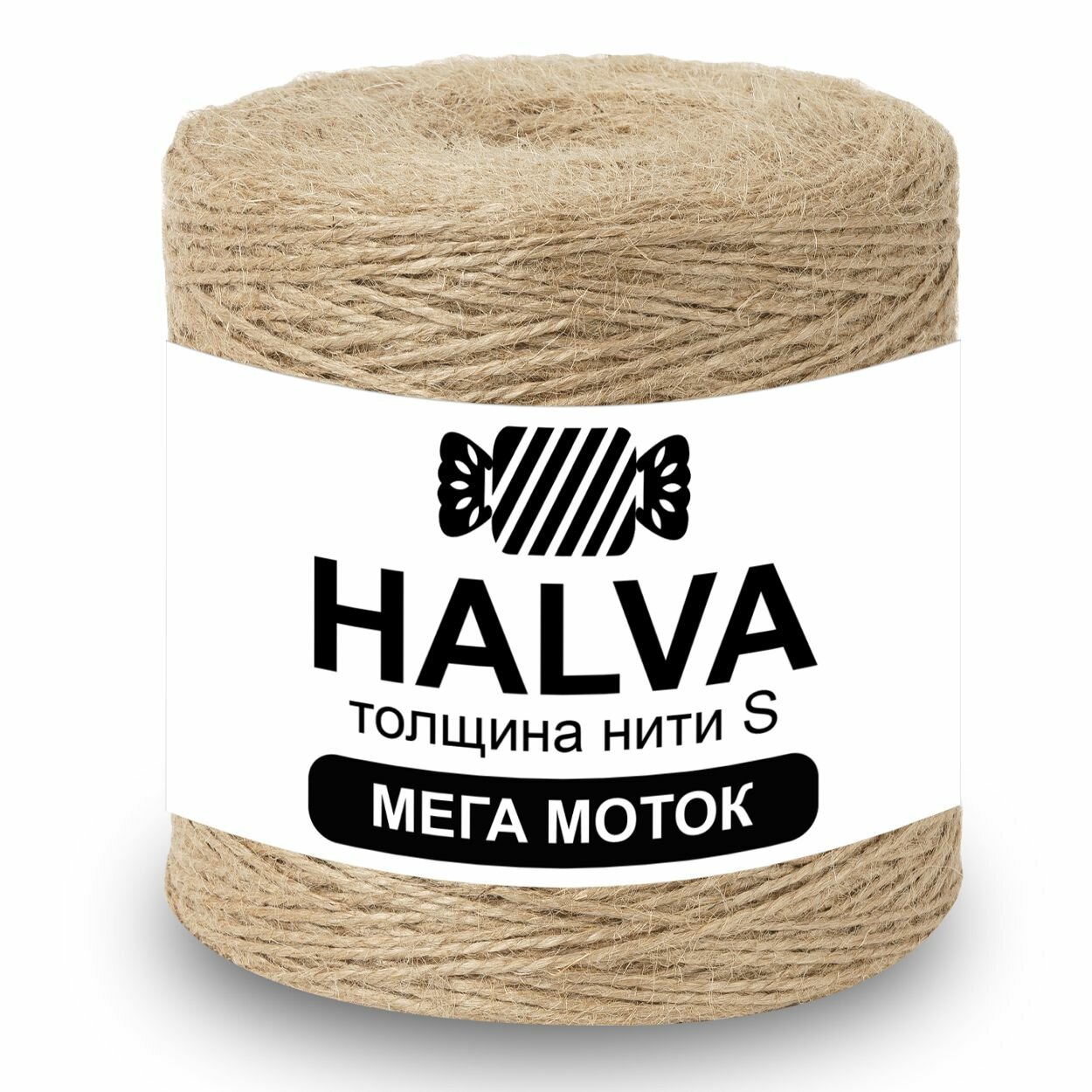 фото Пряжа для вязания Халва S (Halva S) цвет Натуральный, мега моток 1,5 мм 1000г/900 м, 100% джутовое волокно, 1 моток