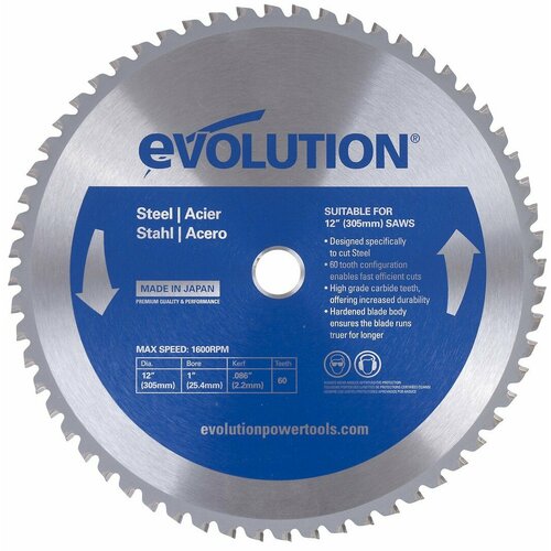 Диск пильный Evolution 305х254х22х60 по стали 60TBLADE12_1 31750₽
