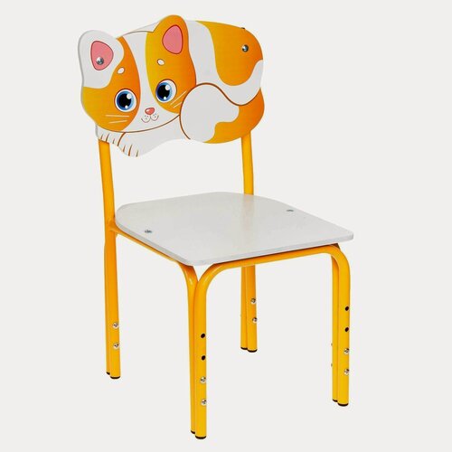 Изображение товара Стул детский ZABIAKA "Кошка", регулируемый, бело-оранжевая расцветка