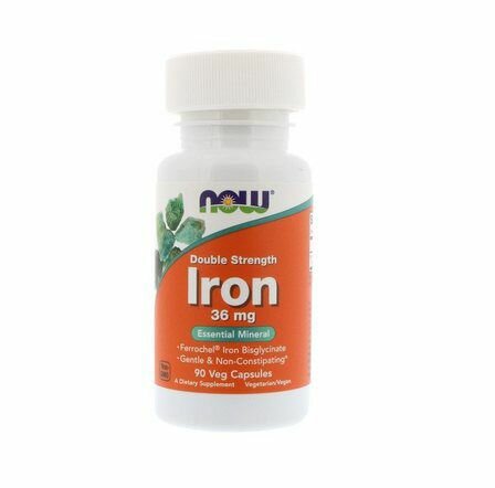 NOW Foods IRON Ferrochel 36 mg (90 вег. капсул) железа бисглицинат
