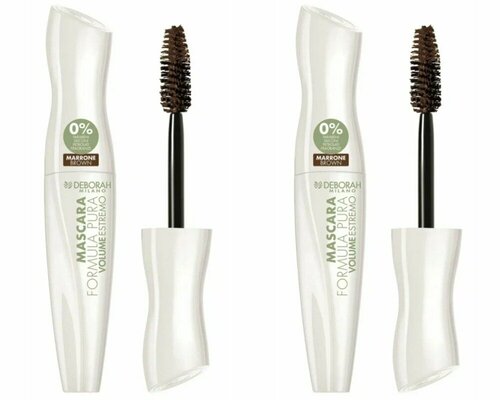 Тушь для ресниц с эффектом экстремального объема Deborah Milano Formula Pura Mascara Bio, тон коричневый, 12 мл, 2 шт