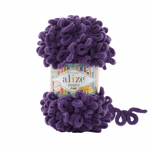Пряжа Alize Puffy fine, 5 мотков, цвет 44 фиолетовый