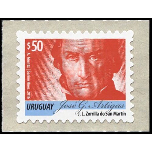 Почтовая марка. Уругвай. 2016. Хосе Хервасио Артигас (1764-1850) Красный цвет (MNH OG)