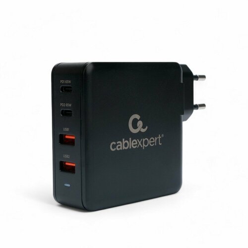 Cablexpert Аксессуар Зарядное устройство 100Вт GaN, QC3.0 PD, 2xUSB, 2xType-C, черный MP3A-PC-49 сетевое зарядное устройство cablexpert mp3a pc 11 10 5 вт белый