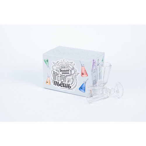 Подарочный набор Рюмки Лафитники Классические русские Больше знаешь Крепче пьёшь Стопки для водки лафитники граненые на ножке 6шт 25мл 990₽