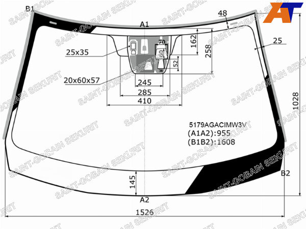 SAINT-GOBAIN SEKURIT 5179AGACIMW3V Стекло лобовое (Три камеры/ Датчик дождя/ Молдинг) Mazda CX-5 11-17