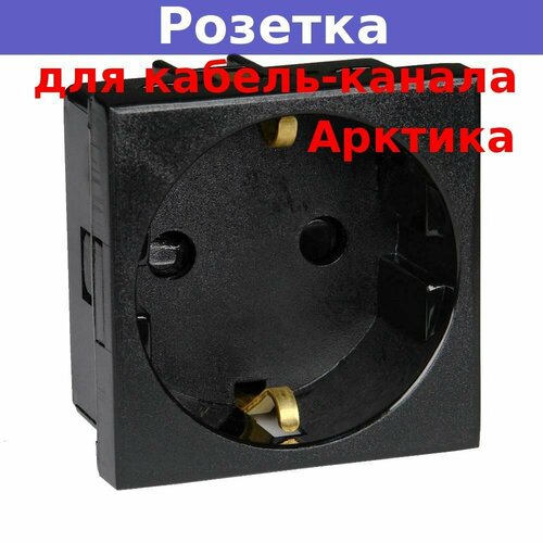 Розетка модульная с контактом заземления и шторками 45х45мм черная для кабель-канала