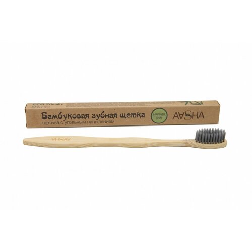 AASHA Бамбуковая зубная щетка мягкая щетина с угольным напылением 1шт зубная щетка бамбуковая с угольным напылением биоразлагаемая
